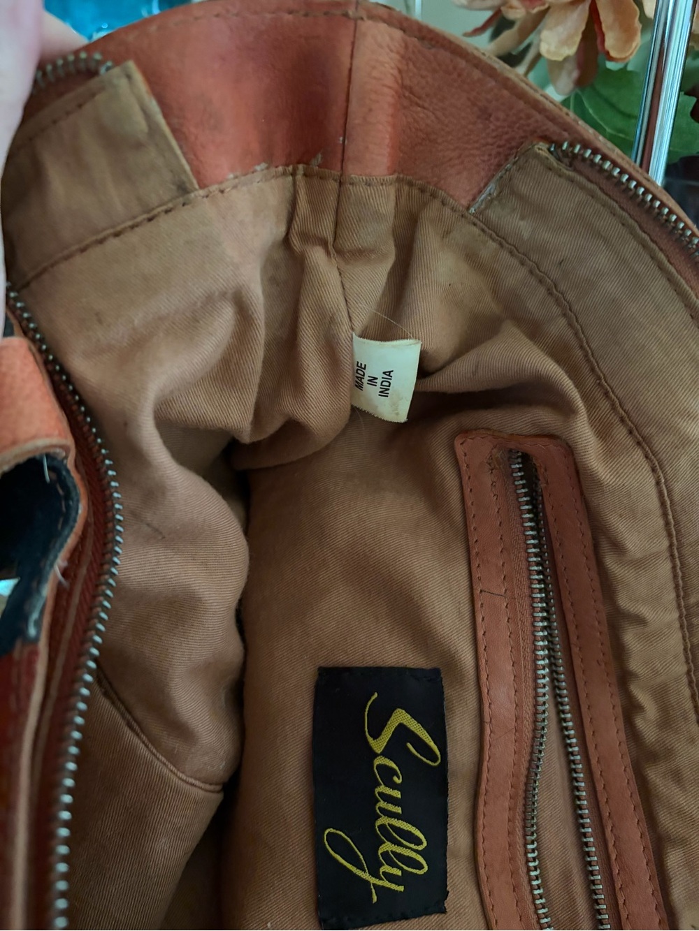 Scully vintage American Flag suede and leather zip top tote bag and NWT scarf - Picture 10 of 14